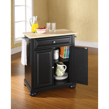 Load image into Gallery viewer, Alexandria Wood Top Portable Kitchen Island/Cart Black/Natural