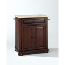 Load image into Gallery viewer, Alexandria Wood Top Portable Kitchen Island/Cart Mahogany/Natural