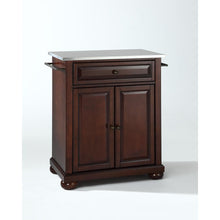 Load image into Gallery viewer, Alexandria Stainless Steel Top Portable Kitchen Island/Cart Mahogany/Stainless Steel