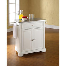 Load image into Gallery viewer, Alexandria Stainless Steel Top Portable Kitchen Island/Cart White/Stainless Steel