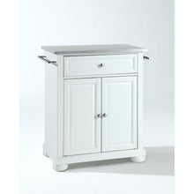 Load image into Gallery viewer, Alexandria Stainless Steel Top Portable Kitchen Island/Cart White/Stainless Steel