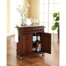 Load image into Gallery viewer, Compact Stainless Steel Top Kitchen Cart Mahogany/Stainless Steel