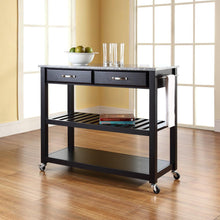 Load image into Gallery viewer, Granite Top Kitchen Prep Cart Black/Gray