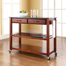 Load image into Gallery viewer, Granite Top Kitchen Prep Cart Cherry/Black