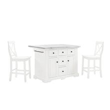 Load image into Gallery viewer, Julia Stainless Steel Top Island W/X-Back Stools White/White - Island & 2 Stools