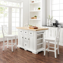 Load image into Gallery viewer, Julia Wood Top Island W/X-Back Stools White/White - Island & 2 Stools