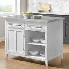 Load image into Gallery viewer, Silvia Stainless Steel Top Kitchen Island White/Stainless Steel