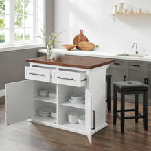 Load image into Gallery viewer, Bartlett Wood Top Kitchen Island W/Uph Square Stools
