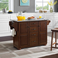 Load image into Gallery viewer, Eleanor Stainless Steel Top Kitchen Island Mahogany/Stainless Steel