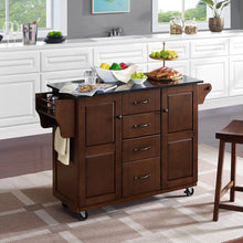 Load image into Gallery viewer, Eleanor Granite Top Kitchen Cart Mahogany/Black