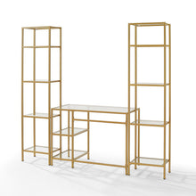Load image into Gallery viewer, Aimee 3Pc Desk And Etagere Set Soft Gold - Desk & 2 Narrow Etageres