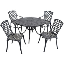 Load image into Gallery viewer, Sedona 46" 5Pc Outdoor Dining Set Black - 46" Table & 4 High Back Armchairs