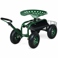 Load image into Gallery viewer, Heavy Duty Garden Cart with Tool Tray and 360 Swivel Seat