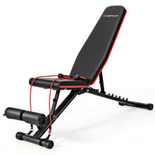 Load image into Gallery viewer, Foldable Weight Bench Multifunctional Dumbbell Gym Bench with Elastic Ropes Black