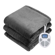 Load image into Gallery viewer, 62" x 84" Flannel Heated Electric Blanket with 10 Heating Levels-Gray