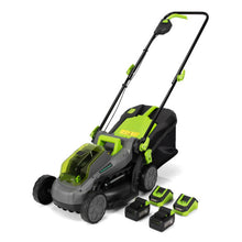 Load image into Gallery viewer, 13 Inch Cordless Lawn Mower with Brushless Motor 4Ah Battery and Charger-Green