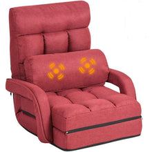 Load image into Gallery viewer, Folding Floor Massage Chair Lazy Sofa with Armrests Pillow-Red