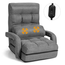 Load image into Gallery viewer, Folding Floor Massage Chair Lazy Sofa with Armrests Pillow-Gray