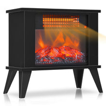 Load image into Gallery viewer, 14 Inches Portable Electric Fireplace Heater with Realistic Flame Effect-Black