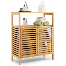 Load image into Gallery viewer, Bamboo Bathroom Floor Storage Cabinet with Shutter Doors-Natural