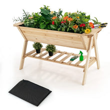 Load image into Gallery viewer, Raised Wood Garden Bed with Shelf and Liner