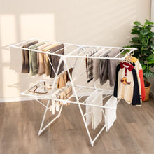 Load image into Gallery viewer, 2-Level Foldable Clothes Drying Rack with Height-Adjustable Gullwings-White