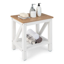 Load image into Gallery viewer, 2-tier Waterproof Shower Bench with Storage Shelf-Brown