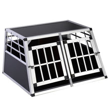 Load image into Gallery viewer, Large 2-Door Aluminum Box Dog Crate Kennel Pet Playpen Cage w/Divider
