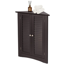 Load image into Gallery viewer, Bathroom Corner Storage Freestanding Floor Cabinet with Shutter Door-Brown