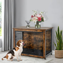 Load image into Gallery viewer, Wooden Dog Crate Furniture with Tray and Double Door-Brown