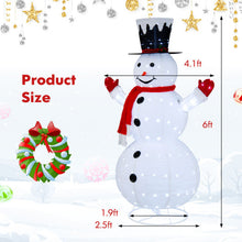 Load image into Gallery viewer, 6 Feet Lighted Snowman with Top Hat and Red Scarf-White