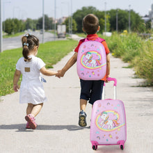 Load image into Gallery viewer, 2 Pieces Kids Carry-on Luggage Set with 12 Inch Backpack-Pink
