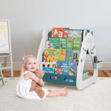 Load image into Gallery viewer, 3-In-1 Double Sided Magnetic Dry-Erase Board with Stool and Flipped Writing Desktop-Green