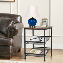 Load image into Gallery viewer, 3-Tier Industrial End Side Table Nightstand Adjustable Shelves