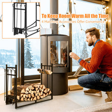 Load image into Gallery viewer, 36 Inch Fireplace Log Holder with Kindling Holders and Shovel