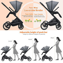 Load image into Gallery viewer, 2 in 1 Convertible Baby Stroller with Oversized Storage Basket-Gray