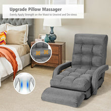 Load image into Gallery viewer, Folding Floor Massage Chair Lazy Sofa with Armrests Pillow-Gray
