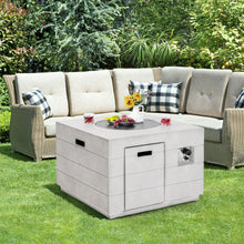Load image into Gallery viewer, 34 Inch Square Concrete Propane Fire Pit Table with Lava Rocks and Cover 50 000 BTU-Gray