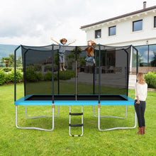 Load image into Gallery viewer, 8 x 14 Feet Rectangular Recreational Trampoline with Safety Enclosure Net and Ladder-Blue