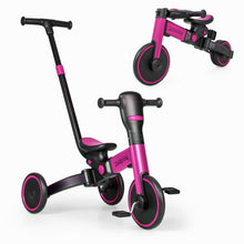 Load image into Gallery viewer, 4-in-1 Kids Tricycle with Adjustable Parent Push Handle and Detachable Pedals-Pink