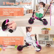Load image into Gallery viewer, 4-in-1 Kids Tricycle with Adjustable Parent Push Handle and Detachable Pedals-Pink