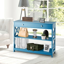 Load image into Gallery viewer, Console Table 3-Tier with Drawer and Storage Shelves-Blue
