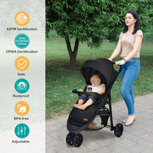 Load image into Gallery viewer, Baby Jogging Stroller with Adjustable Canopy for Newborn-Black