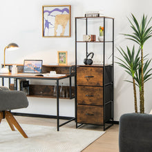 Load image into Gallery viewer, Freestanding Vertical 3 Drawer Dresser with 3 Shelves-Rustic Brown