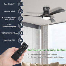 Load image into Gallery viewer, 52 Inch Flush Mount Ceiling Fan with LED Light-Black