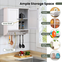 Load image into Gallery viewer, Wall Mounted Bathroom Storage Medicine Cabinet with Towel Bar-White