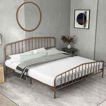 Load image into Gallery viewer, King Size Metal Bed Frame with Headboard & Footboard-Brown