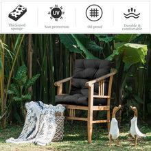 Load image into Gallery viewer, 22 x 44 Inch Tufted Outdoor Patio Chair Seating Pad-Black