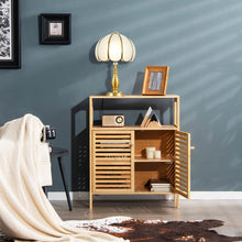 Load image into Gallery viewer, Bamboo Bathroom Floor Storage Cabinet with Shutter Doors-Natural