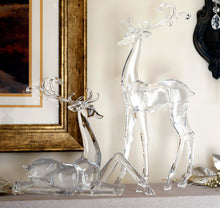 Load image into Gallery viewer, Modern Clear Acrylic Holiday Deer Figurine (Set of 2)